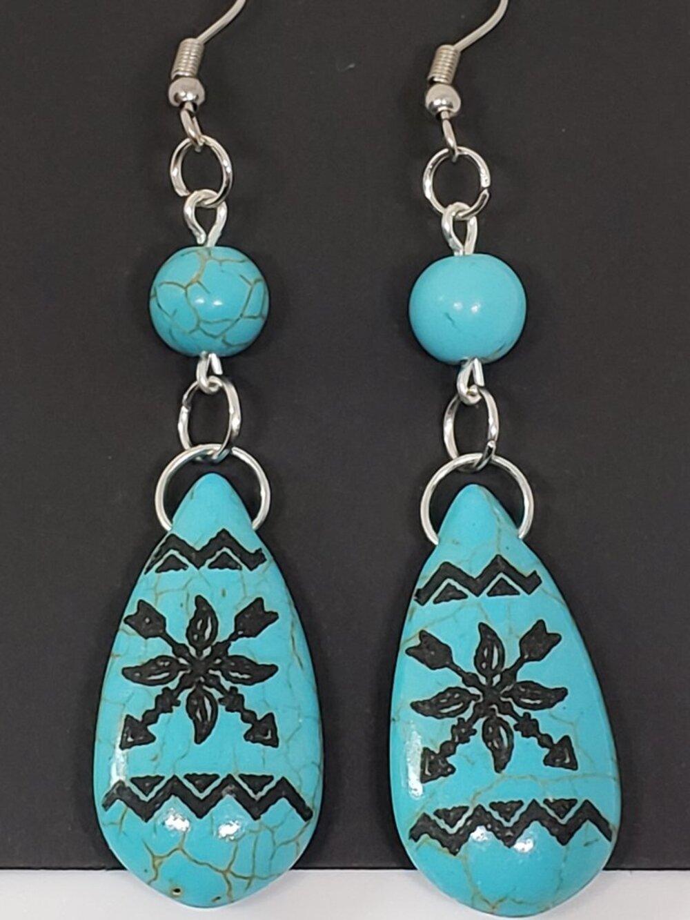 Handmade Boho Turquoise Dangle Earrings